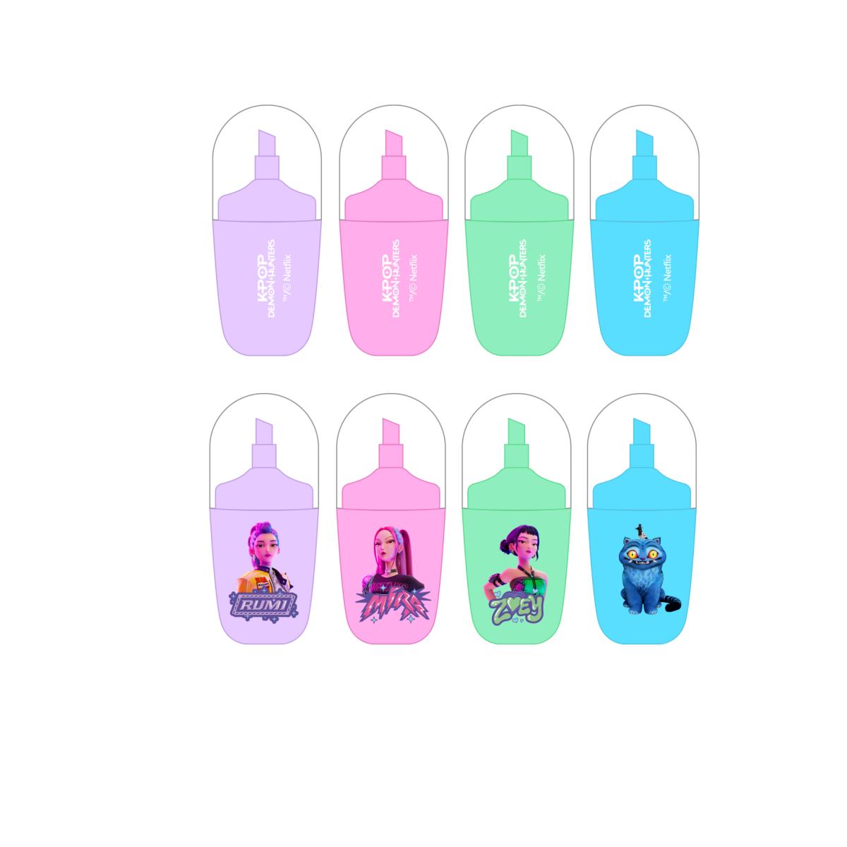 Conjunto 4 Marcadores Fluorescentes K-Pop Demon Hunters - Fucsia, Azul, Celeste, Rosa Fúcsia / Azul-3