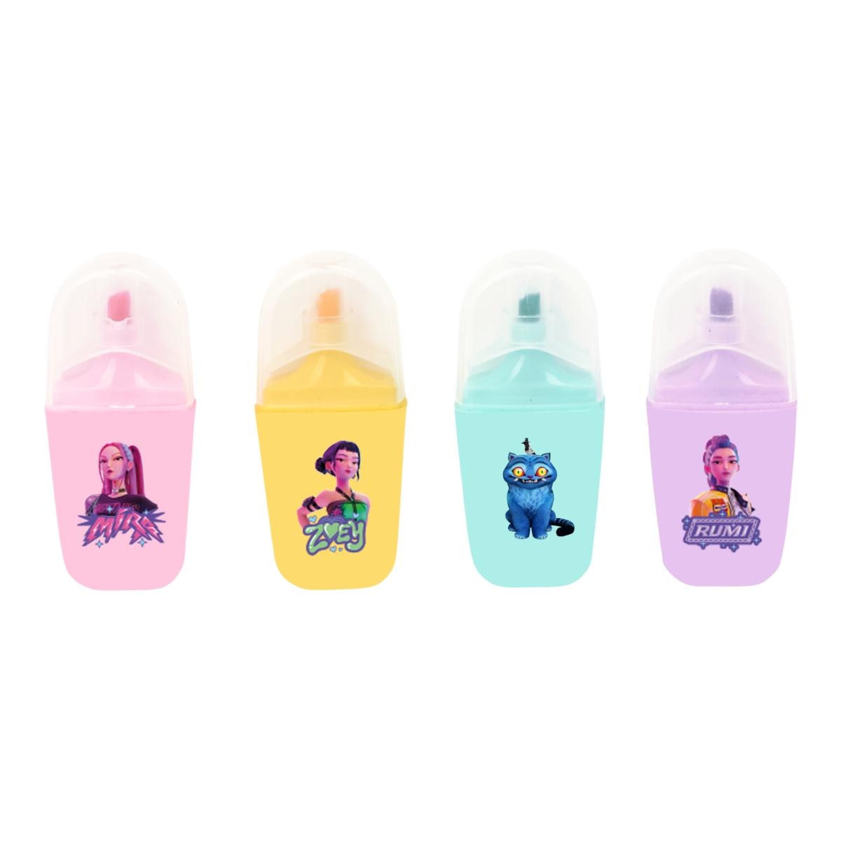 Conjunto 4 Marcadores Fluorescentes K-Pop Demon Hunters - Fucsia, Azul, Celeste, Rosa Fúcsia / Azul-4
