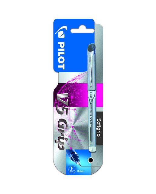 Blister V-5 Grip Caneta roller Tinta líquida preto Pilot 1