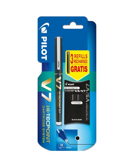 Imagem 0 de Blister V-7 Refillable +3 Recargas grátis preto Pilot