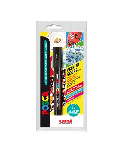 Imagen 0 de Blister Marcador Uni Posca PC 5 m. negro Uni Ball