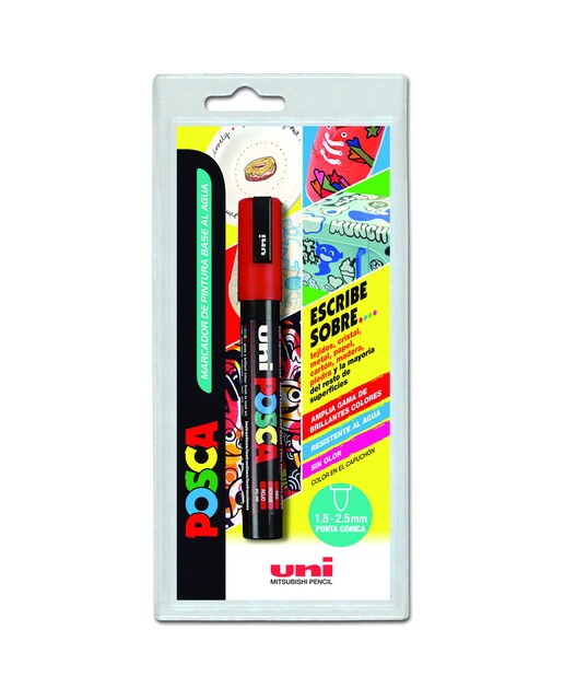 Imagen 0 de Blister Marcador Uni Posca PC 5 m. rojo Uni Ball