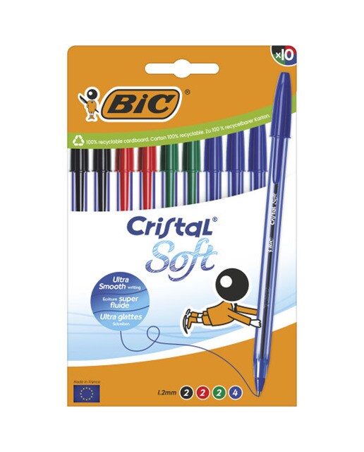 Imagen 0 de Pack de 10 Bolígrafos  Cristal Soft Punta Media y Escritrua Suave BIC