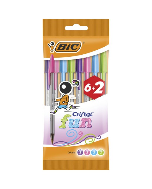 Imagen 0 de Pack de 6+2 Bolígrafos  Cristal Fun Punta Ancha BIC