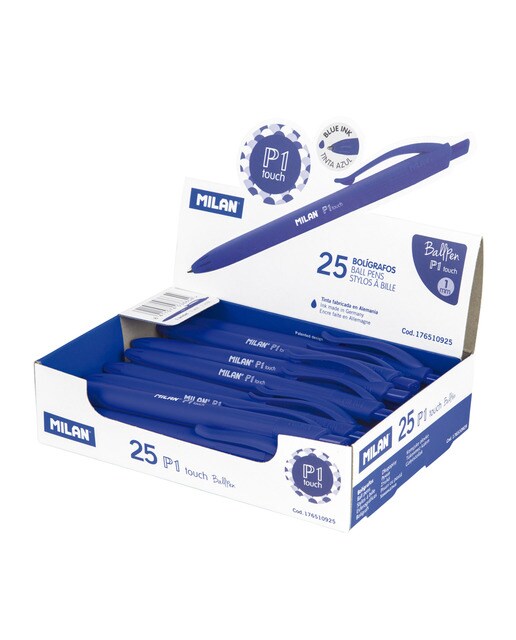 Bolígrafo p1 touch azul, con el cuerpo del mismo color que la tinta Milán Azul-2