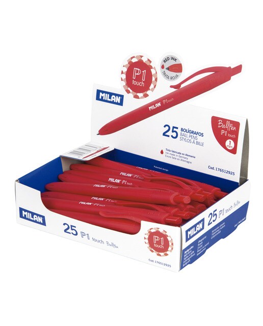 Bolígrafo p1 touch rojo, con el cuerpo del mismo color que la tinta Milán Rojo-2