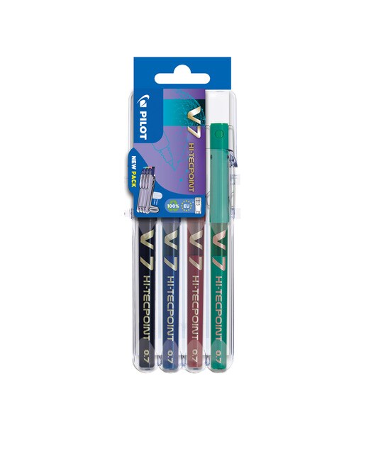 Conjunto de 4 Canetas Rollerball de Tinta Líquida de Ponta de Agulha V-7 - Multicolor Multicolor-1