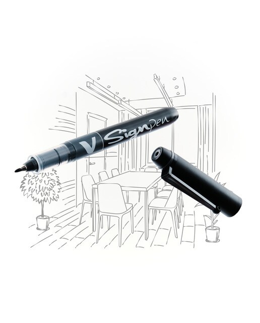 Roller tinta líquida con punta de fibra ancha V-Sign Pen Pilot rojo Rojo-3