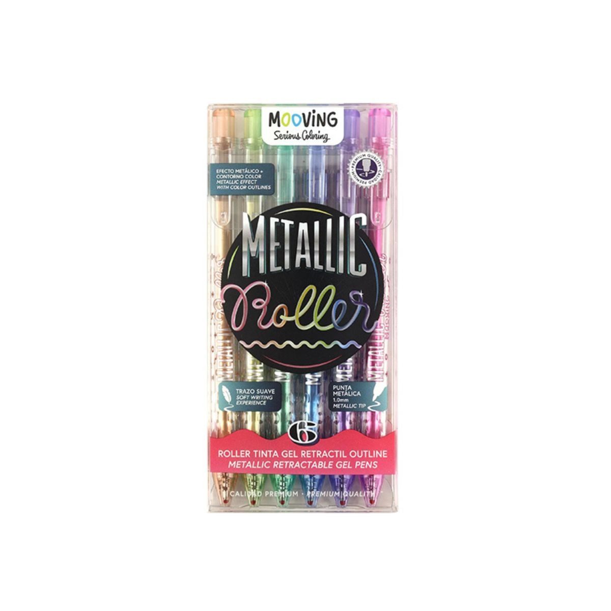Imagen 0 de Marcador roller tinta gel retractil outline x 6 Mooving