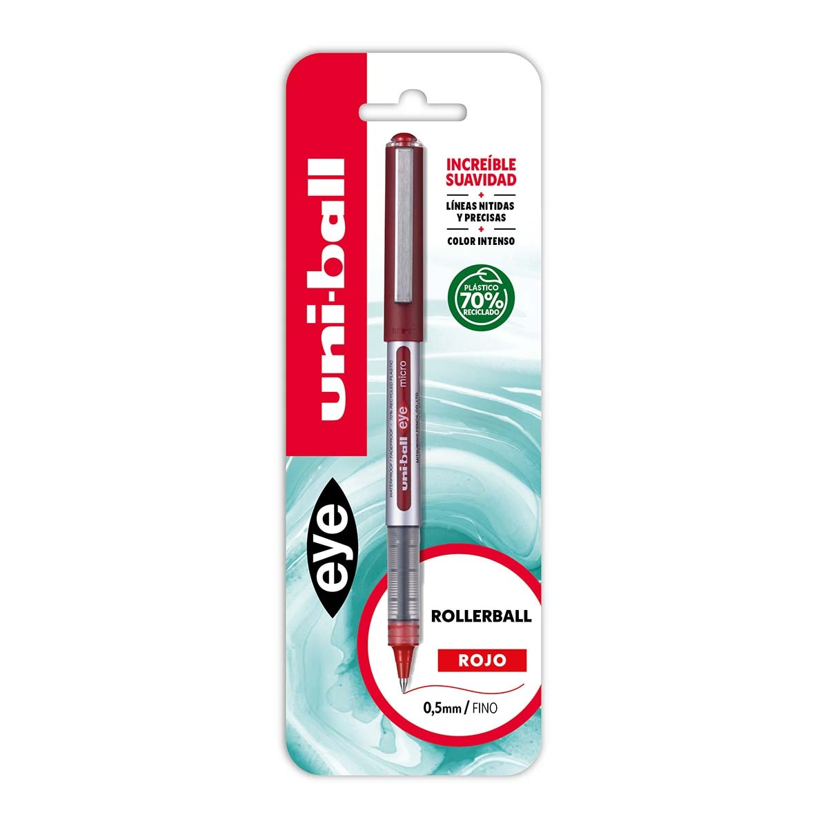 Imagen 0 de Blister de 1 unidad rollerball tinta liquida Uni-ball Eye fine 0,5mm color rojo