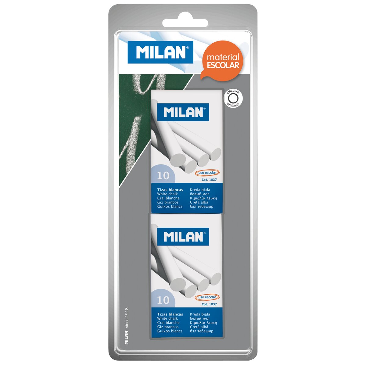 Pack de 2 Caixas de 10 Gizes Brancos MILAN 2