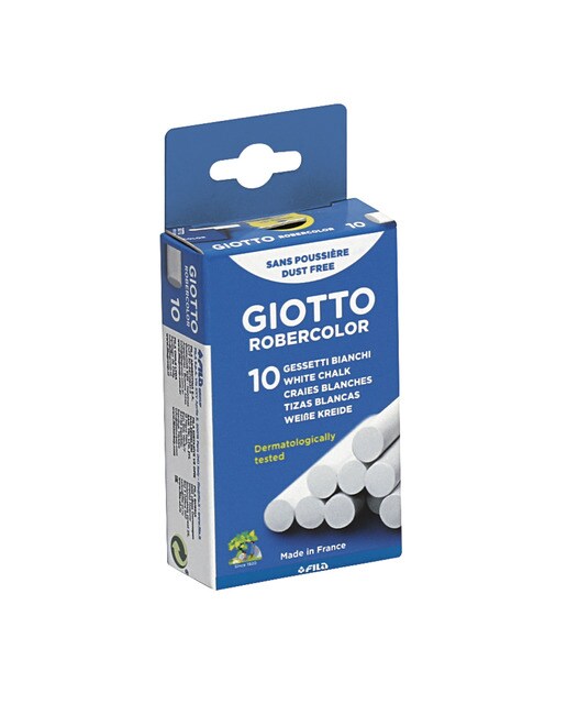 Imagem 0 de Pacote de 10 Giz Redondo Branco Giotto Robercolor - Testado Dermatologicamente - Compacto e Durável
