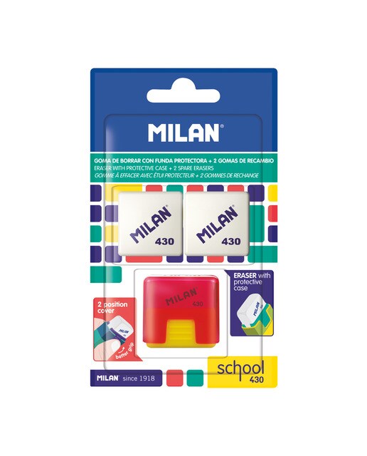 Blíster Goma de Borrar MILAN 430 con Funda + 2 Recambios Surtido 1