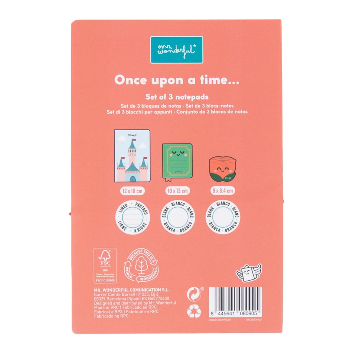 Set de 3 bloques de notas  Mr Wonderful Castillo, libro y rosa Verde-2