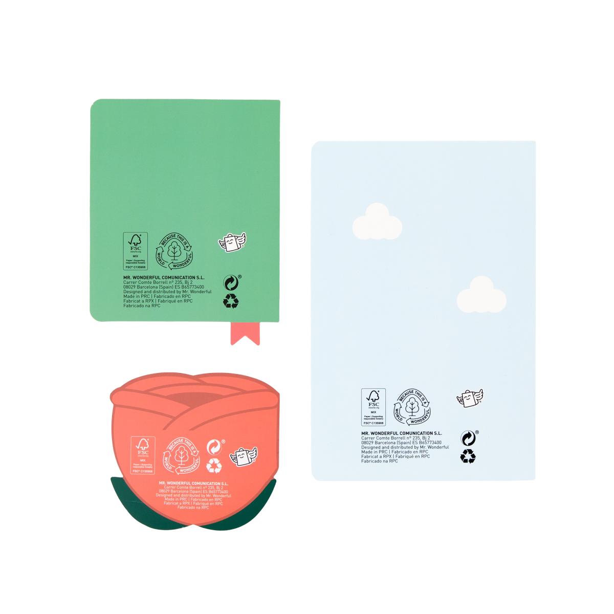 Set de 3 bloques de notas  Mr Wonderful Castillo, libro y rosa Verde-4