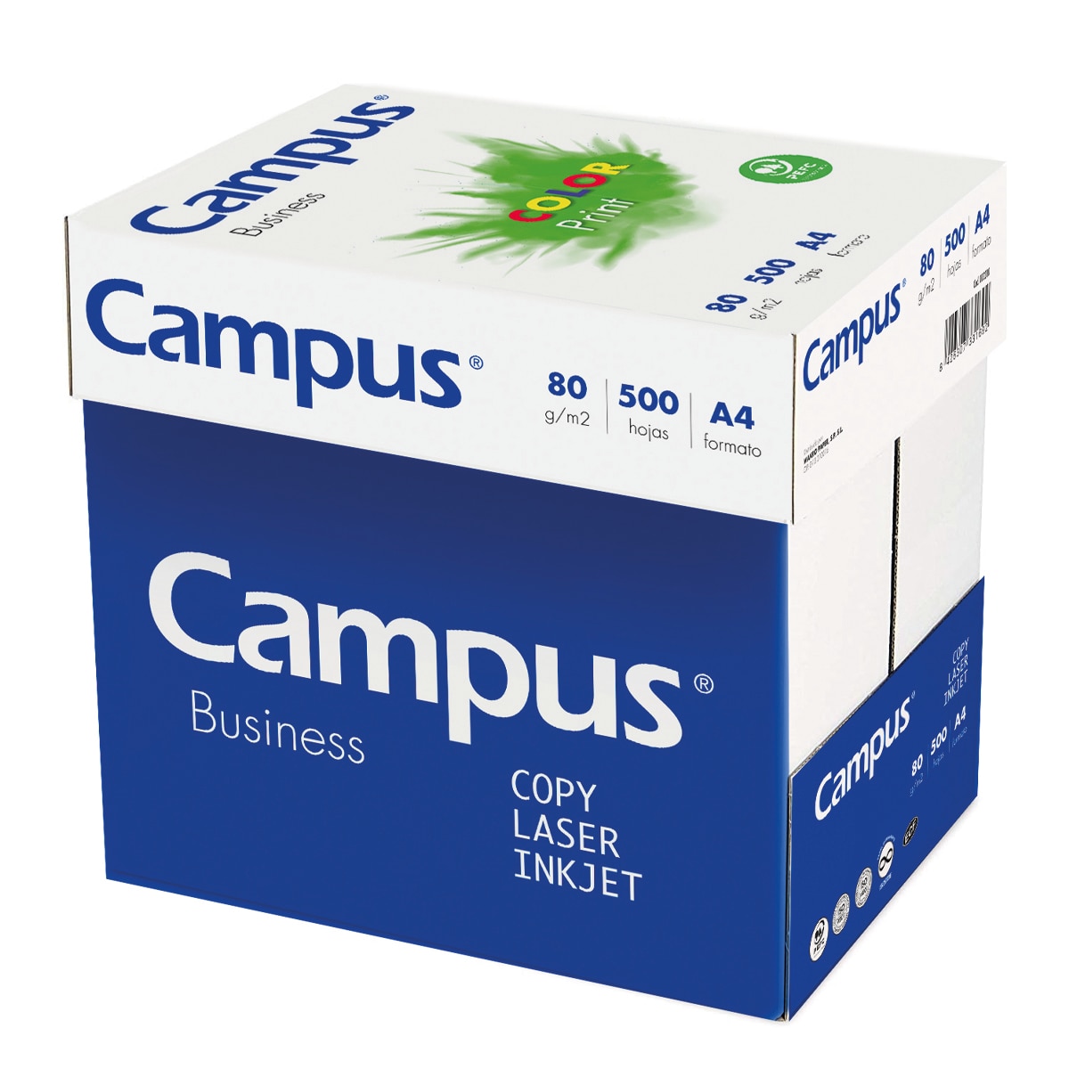 Imagen 0 de Caja de 5 paquetes de folios de papel A4 80 gramos Campus blanco