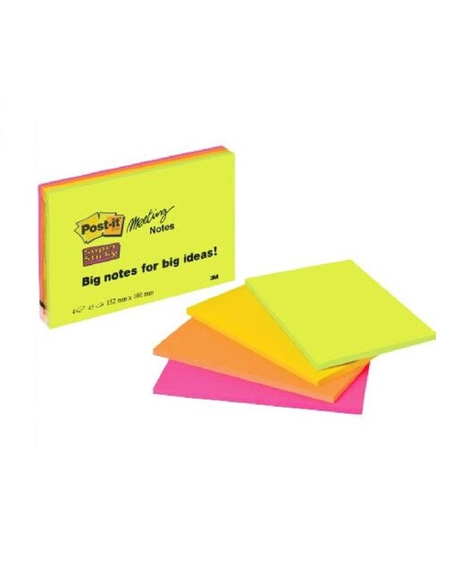 Pack de bloco de notas adesivas reposicionáveis Grande Formato 3XL multicolor Multicolor-1