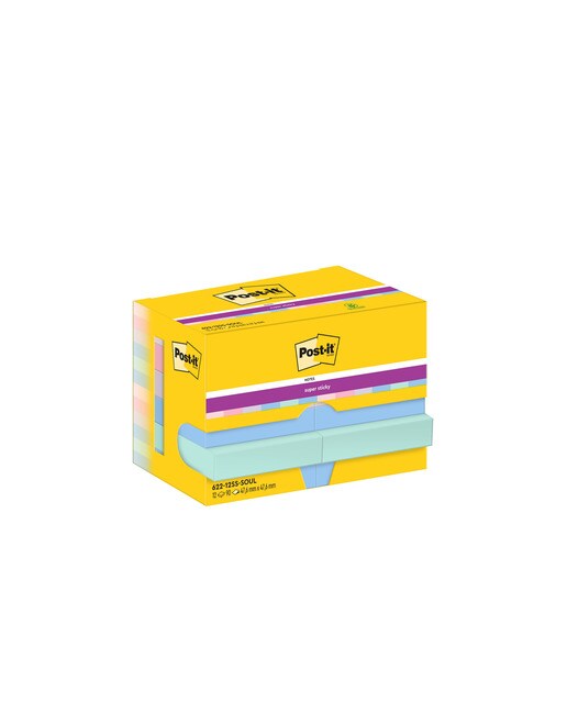 Imagem 0 de Pack de 12 Blocos de Notas Adesivas Reposicionáveis Super Sticky Coleção Soulful Post-it 47,6 x 47,6 mm - Multicolor
