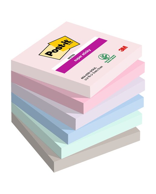 Imagen 0 de Pack de 6 Blocs de Notas Adhesivas Reposicionables 76x76mm Super Sticky Colección Soulful Post-it Multicolor