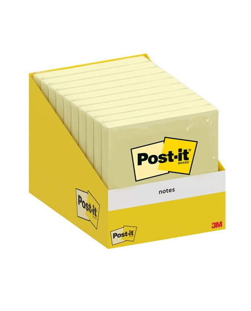 Bloco de notas adesivas reposicionáveis 76mm x 76mm Post-it 100 folhas/bloco Amarelo-2