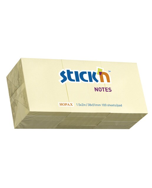 Embalagem de 3 notas adesivas 38x51mm Stick'n amarelo Amarelo-1