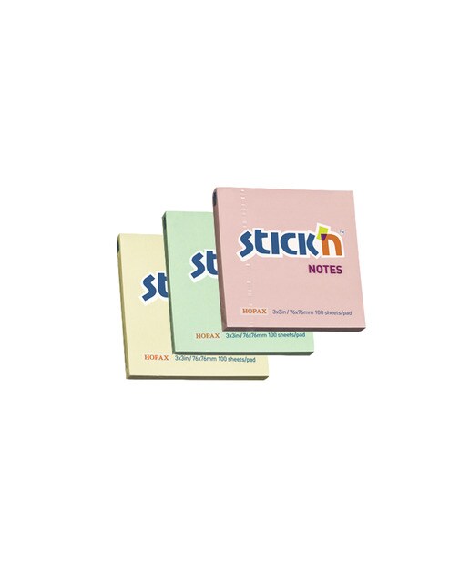 Imagem 0 de Pack de 3 Blocos de Notas Adesivas 76x76 mm - Amarelo, Verde e Rosa Pastel