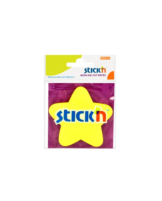Blister Bloco de Notas Adesivas 70x70mm em Forma de Estrela - Amarelo Amarelo-1
