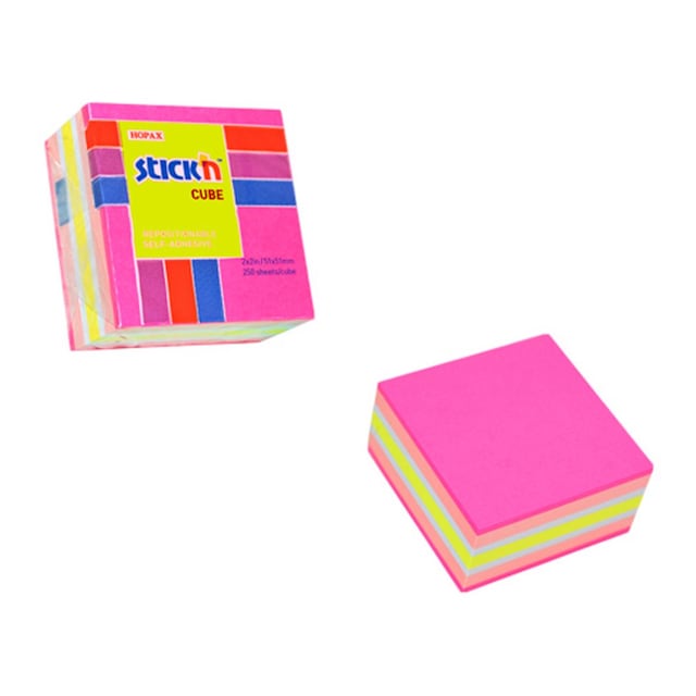 Imagen 0 de Cubo de 400 noras adhesivas surtidas colores neón. Stick´N