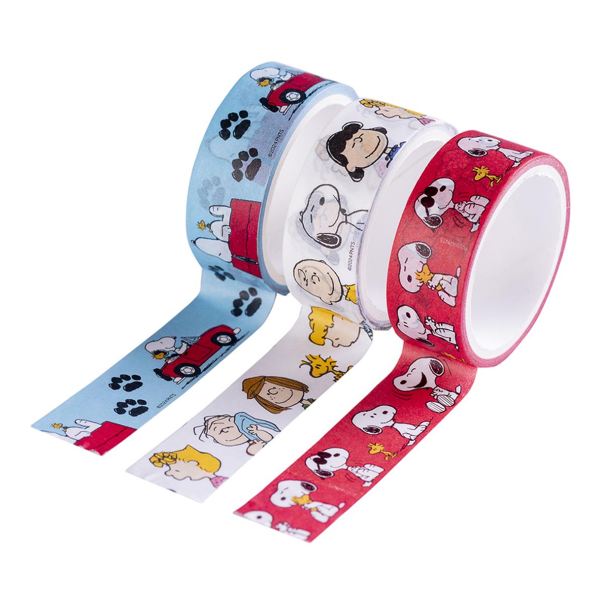 Washi tape 1.5cm x 3m – blister 3u Snoopy  Mooving Blanco-2