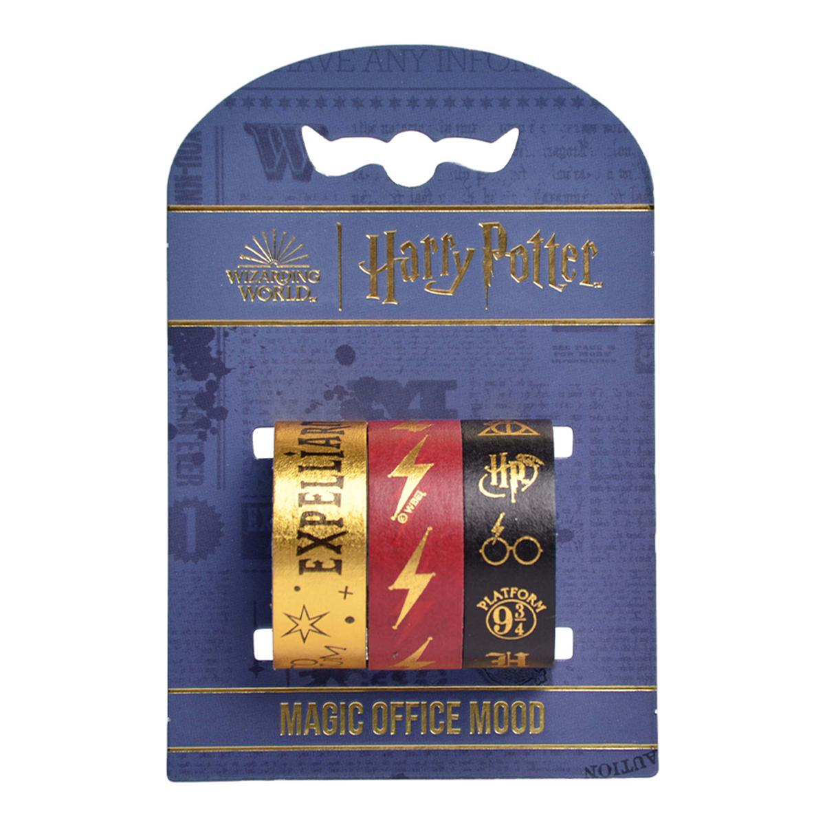Imagem 0 de Fita adesiva Washi 1,5 cm x 3 m. Blister 3U Harry Potter Mooving