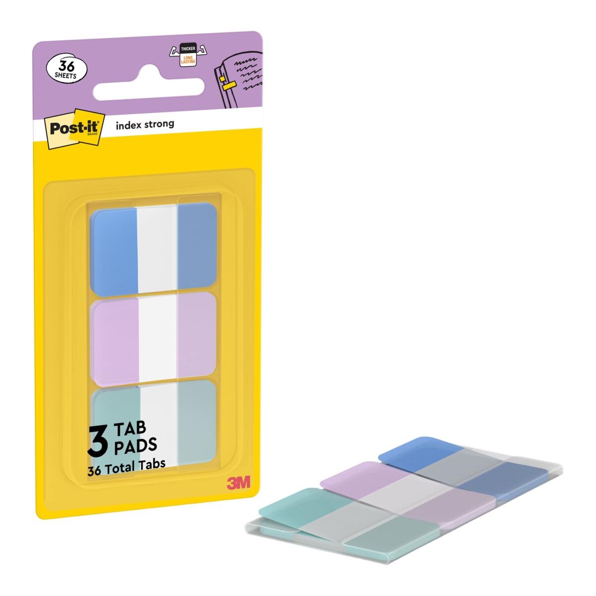 Index marcadores Post-it strong azul pastel, púrpura y verde de 25,4 x 38,1 mm. 36 marcadores Multicolor-2