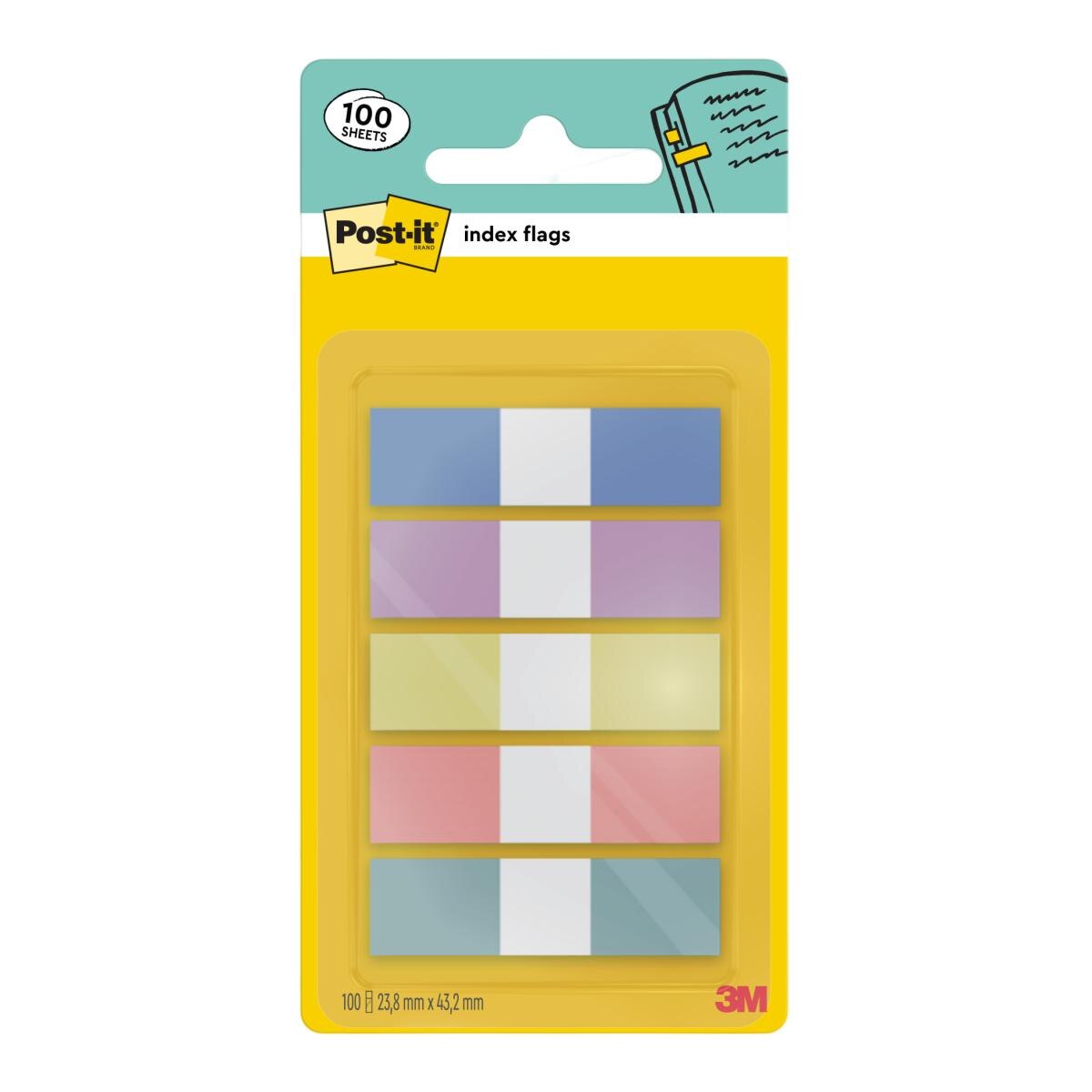 Imagem 0 de Index marcadores Post-it colores pastel de 11,9 x 43,2 mm. 100 marcadores.