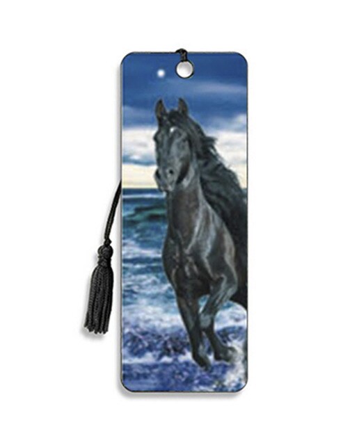 Marcador de Páginas 3D com Borla Cavalo Preto na Praia 669 - Multicolor Multicolor-1