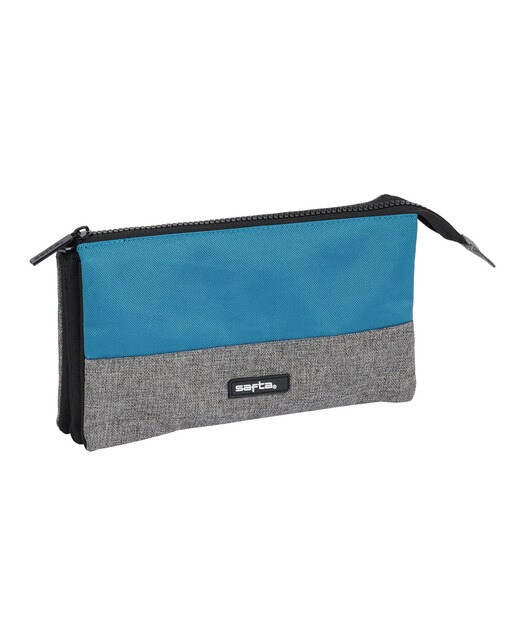 Estojo Simples Triplo Style - Azul/Preto/Cinzento Azul / Preto-1