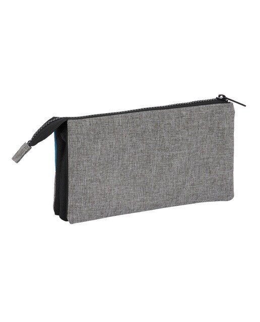 Estojo Simples Triplo Style - Azul/Preto/Cinzento Azul / Preto-2