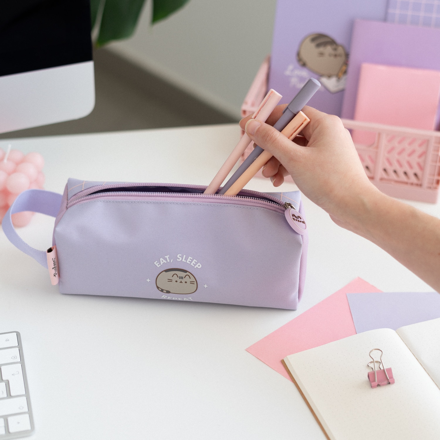 Estuche rectangular Pusheen Moments Erik lila Lila-5