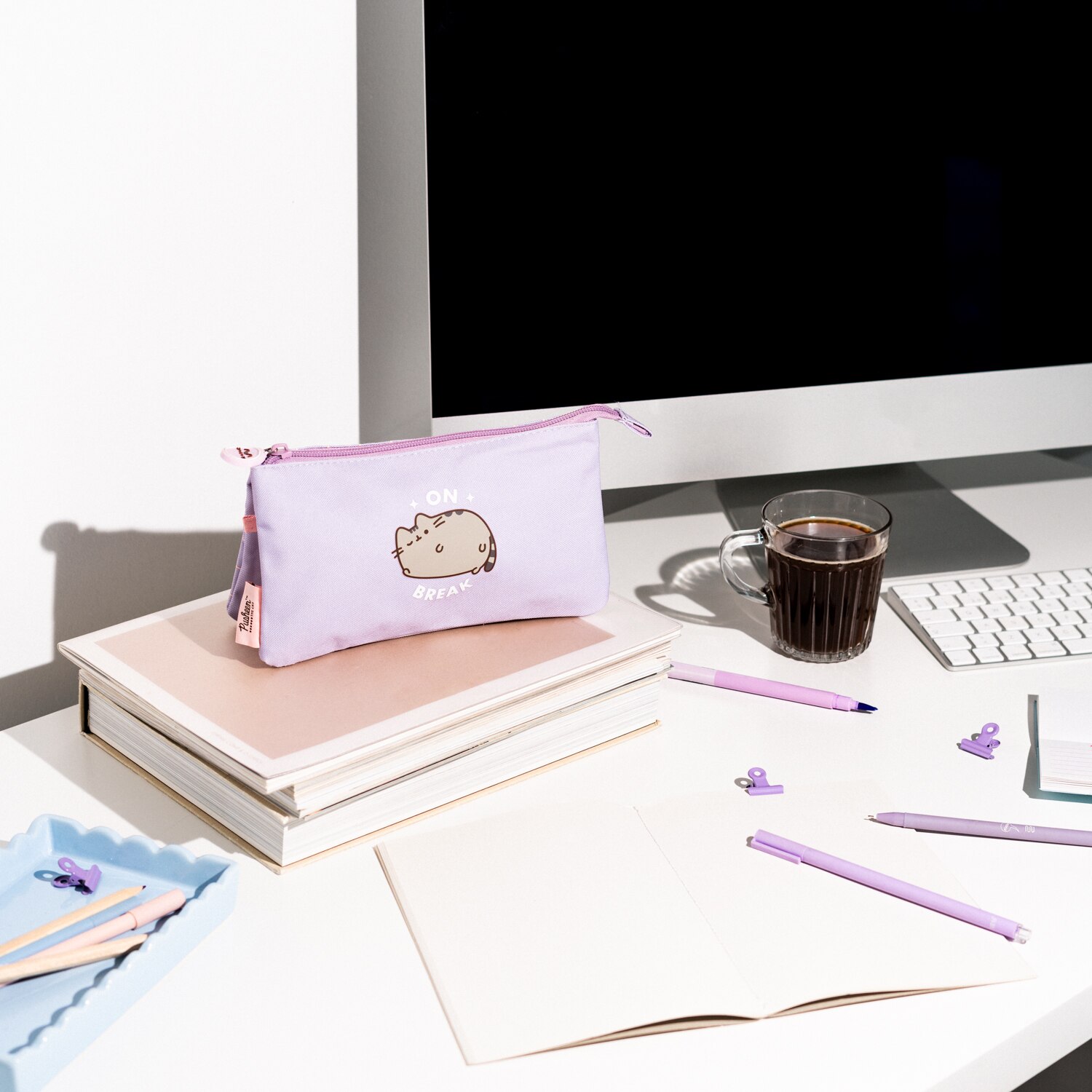 Estuche triple Pusheen Moments Erik lila Lila / Rosa-4