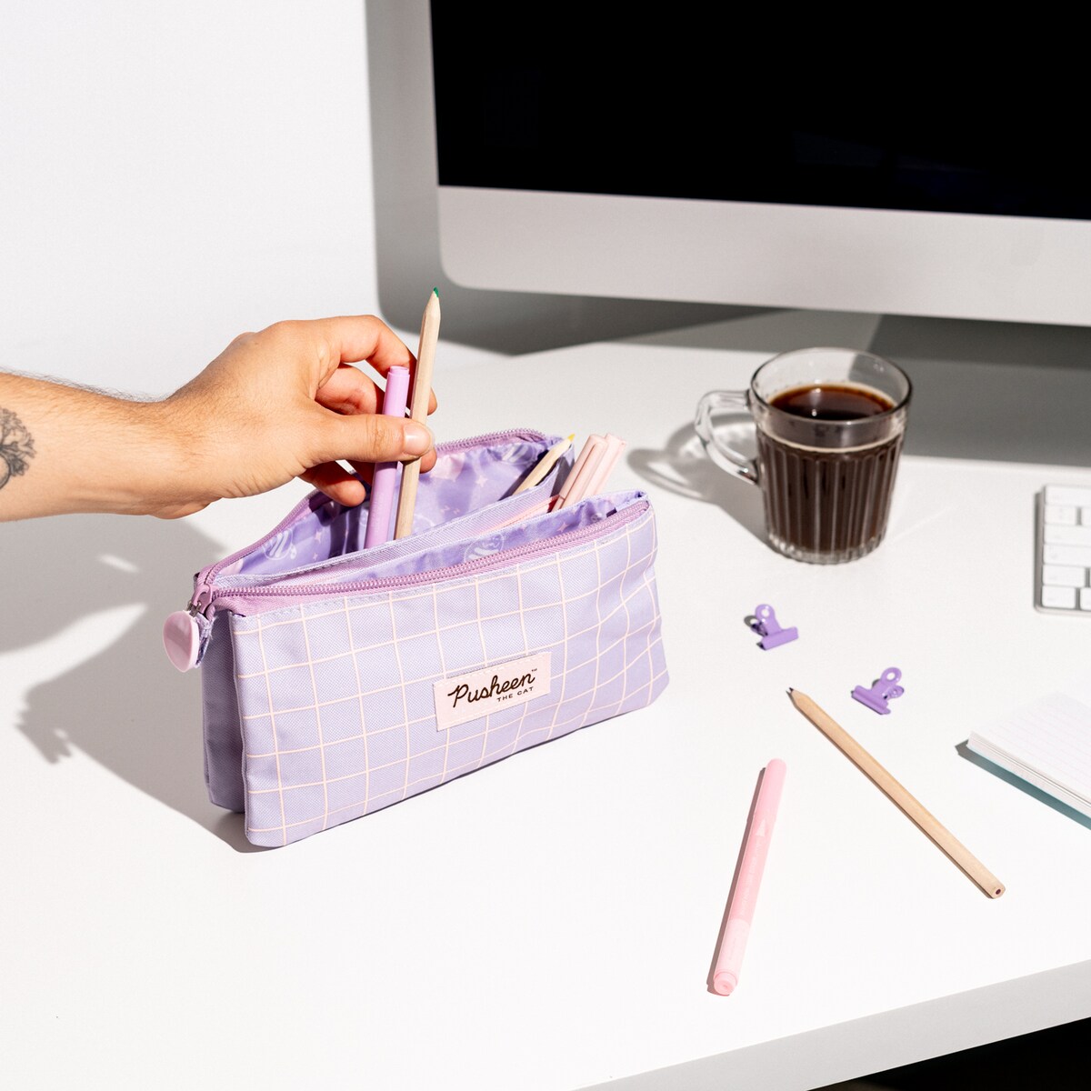 Estuche triple Pusheen Moments Erik lila Lila / Rosa-5