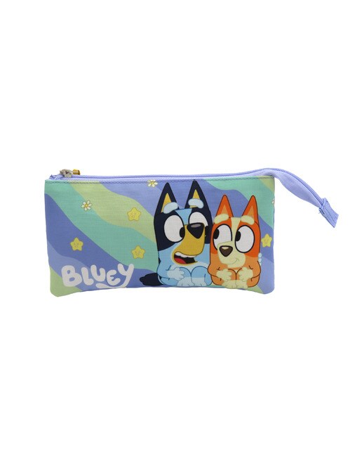 Estojo simples Triplo com 5 Furos Bluey Light Waves - Azul Multicolor Azul-1