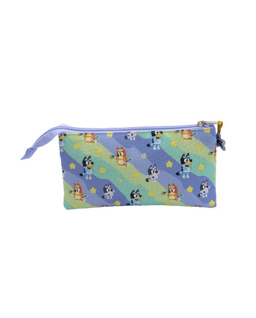 Estojo simples Triplo com 5 Furos Bluey Light Waves - Azul Multicolor Azul-2