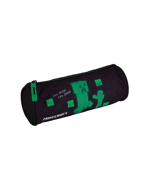 Estojo Redondo Minecraft Creeper - Preto Preto-1