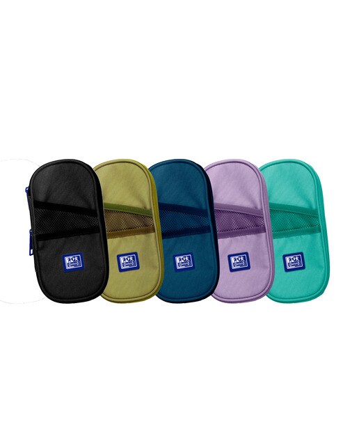 Estojo expansível com 2 bolsos e elástico para prender a Cadernos e pastas, fabricado em plástico reciclado b-max Oxford 5 cores cosido Sortido-1