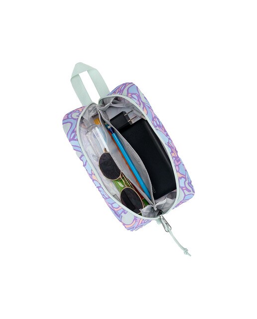Estojo com compartimento principal dividido em 3 espaços perfect pouch Jansport lilás multicolor Multicolor-4