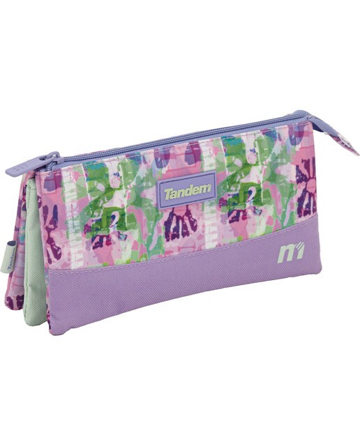 Imagem 0 de Estojo 3 bolsos com fecho principal Kway Tandem roxo e verde