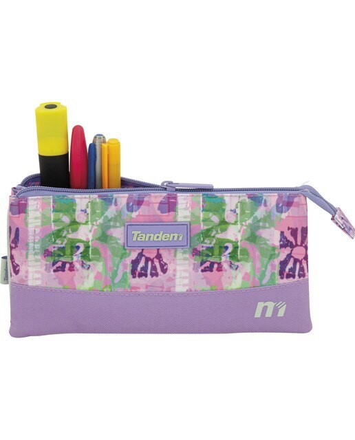 Estojo 3 bolsos com fecho principal Kway Tandem roxo e verde Roxo / Branco-4