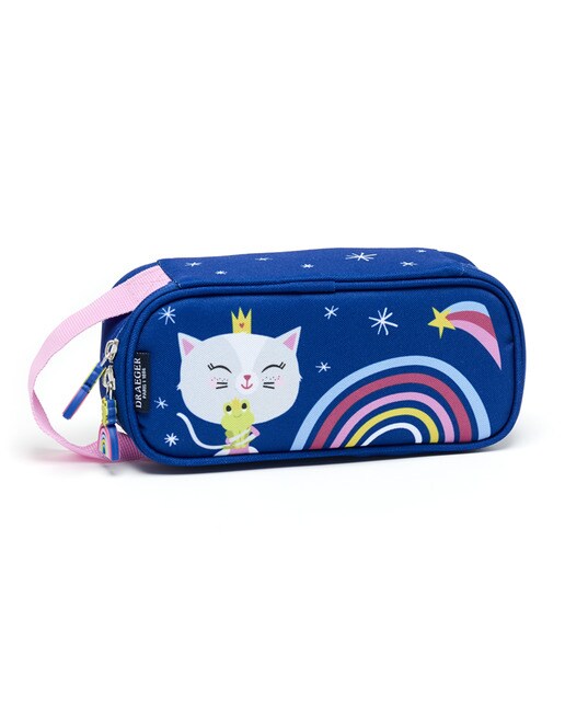 Estojo para crianças com a personagem Kids princess kitty hug e Draeger rainbow azul Azul-1