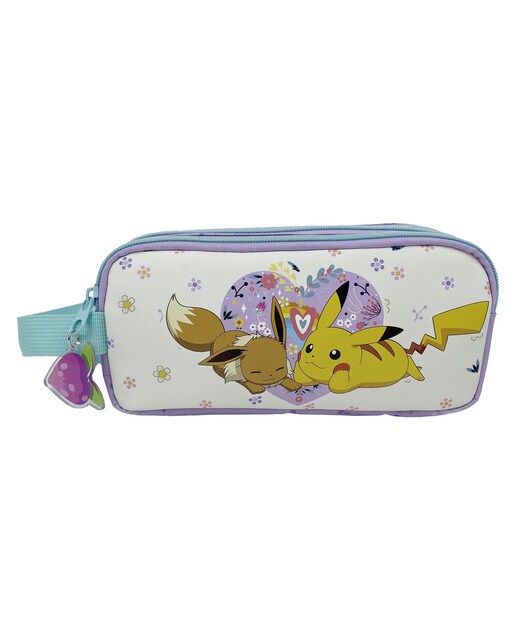 Portatodo triple con 5 huecos Pokémon Flowers CyP Brands beige malva multicolor Beige-1