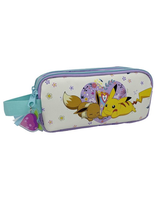 Portatodo triple con 5 huecos Pokémon Flowers CyP Brands beige malva multicolor Beige-3