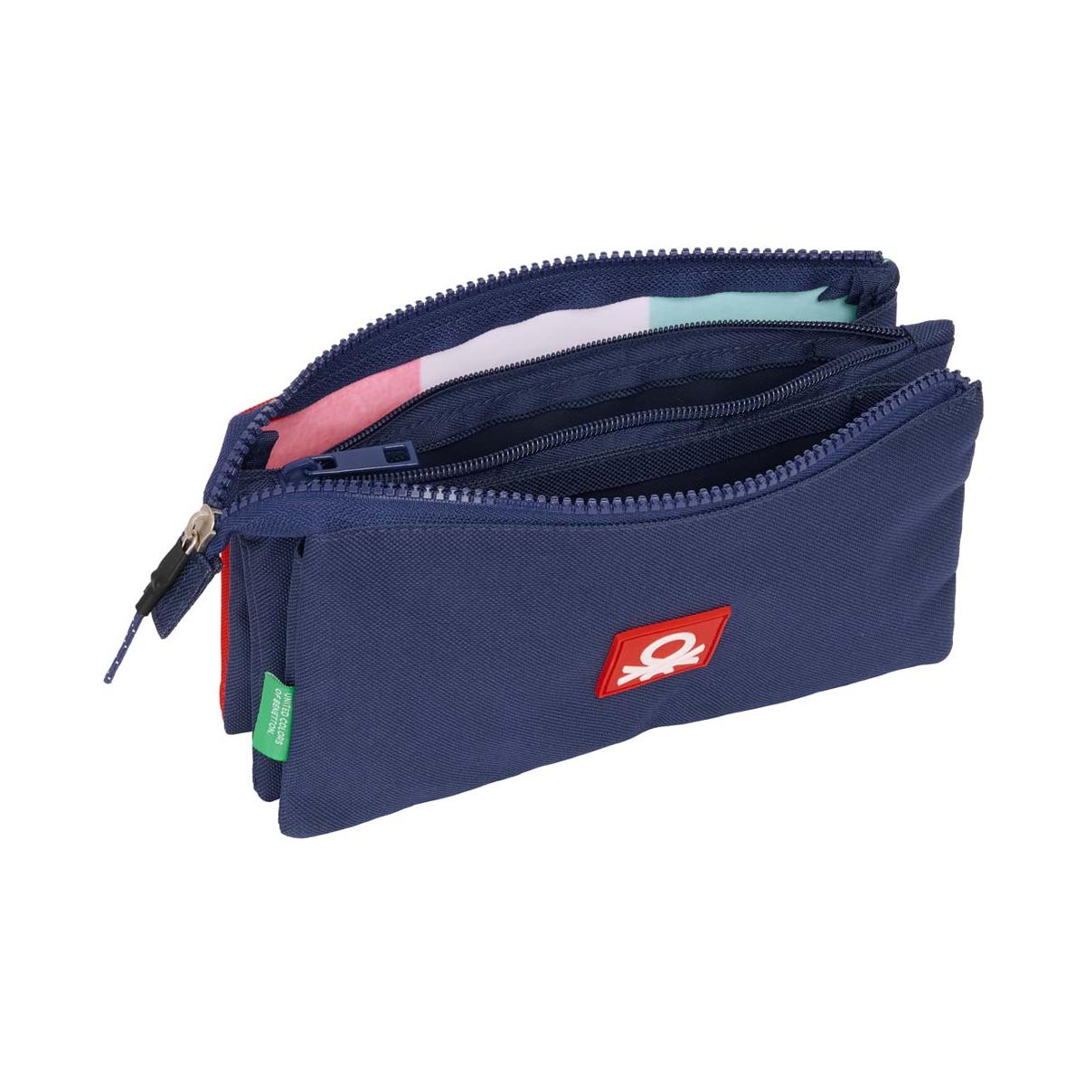 Estojo triplo Benetton Safta azul marinho Azul-marinho-3