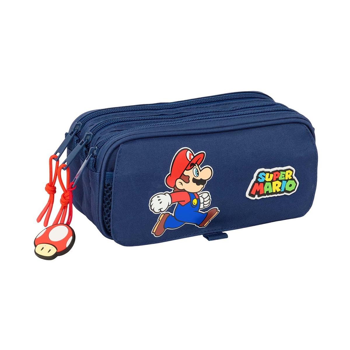 Portatodo triple big Super Mario Bros Safta azul oscuro y rojo Azul oscuro / Rojo-1